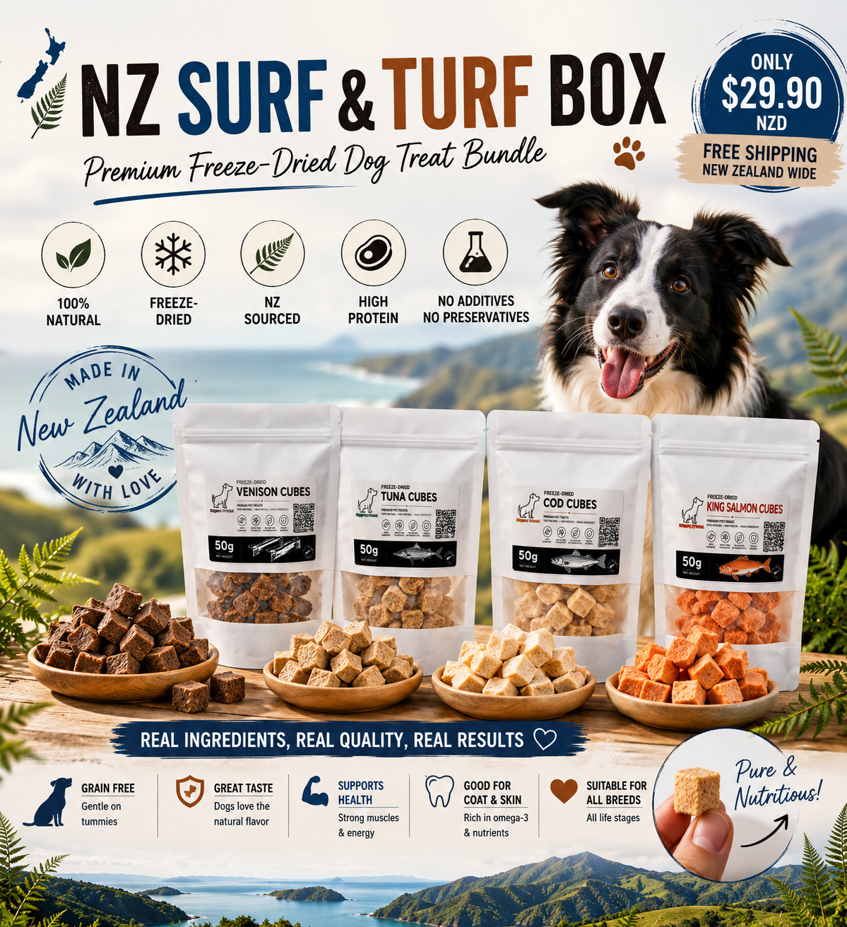 NZ Surf & Turf Box - Premium Freeze-Dried Dog Treat Bundle