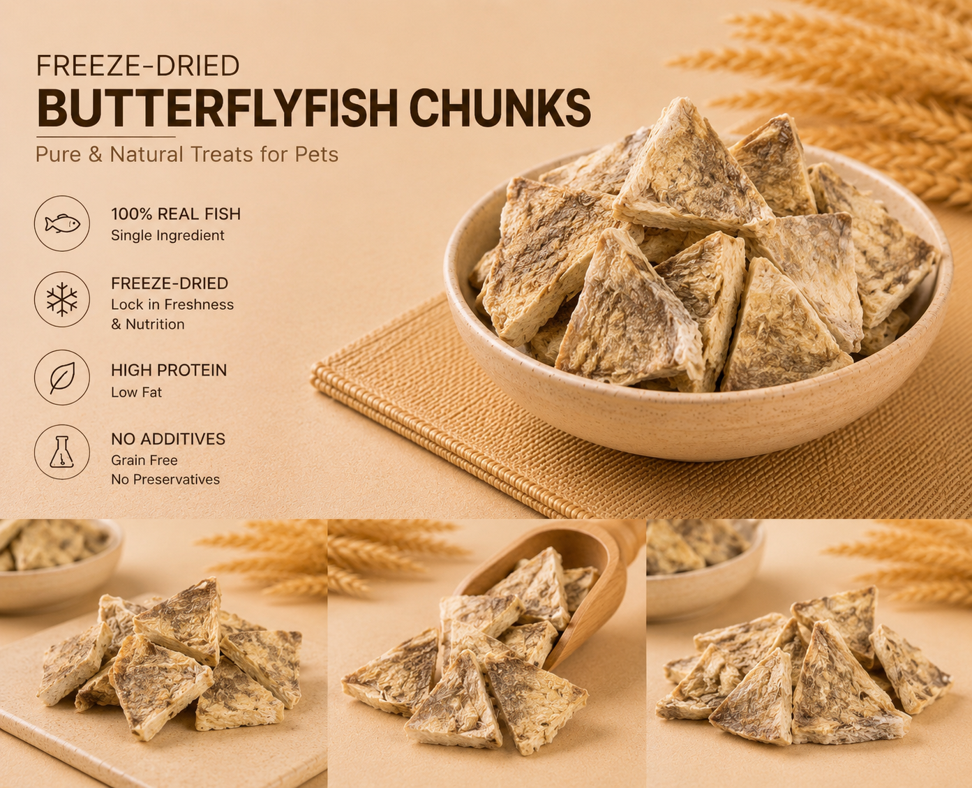 Freeze-dried Butterfly Fish Chunks 50g