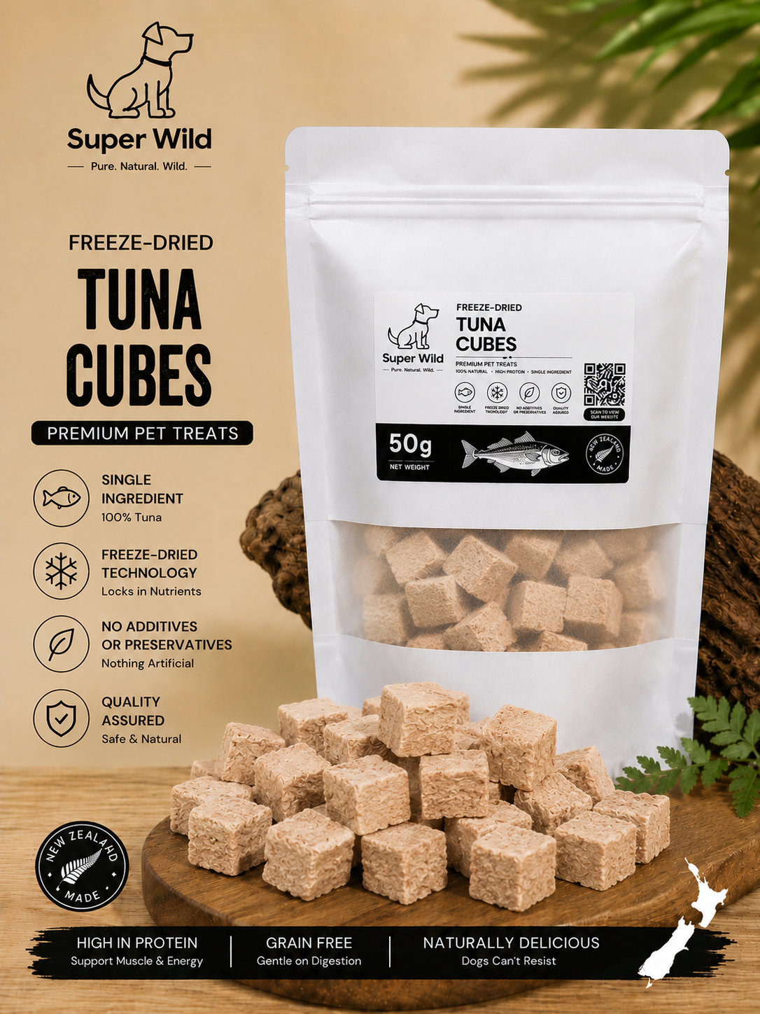 Freeze-Dried Tuna Cubes 50g