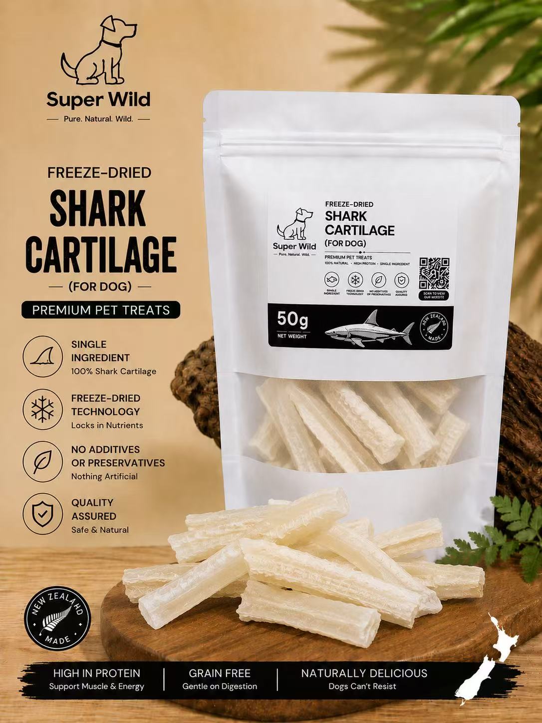 Freeze‑dried Shark Cartilage 50g （For Dog）