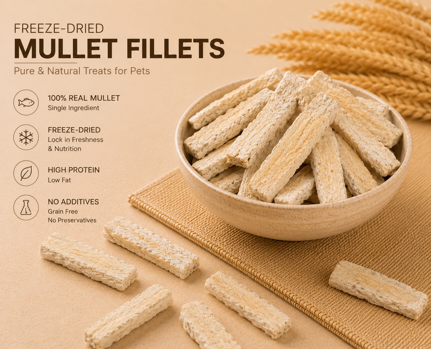Freeze-dried Mullet Fillets 50g