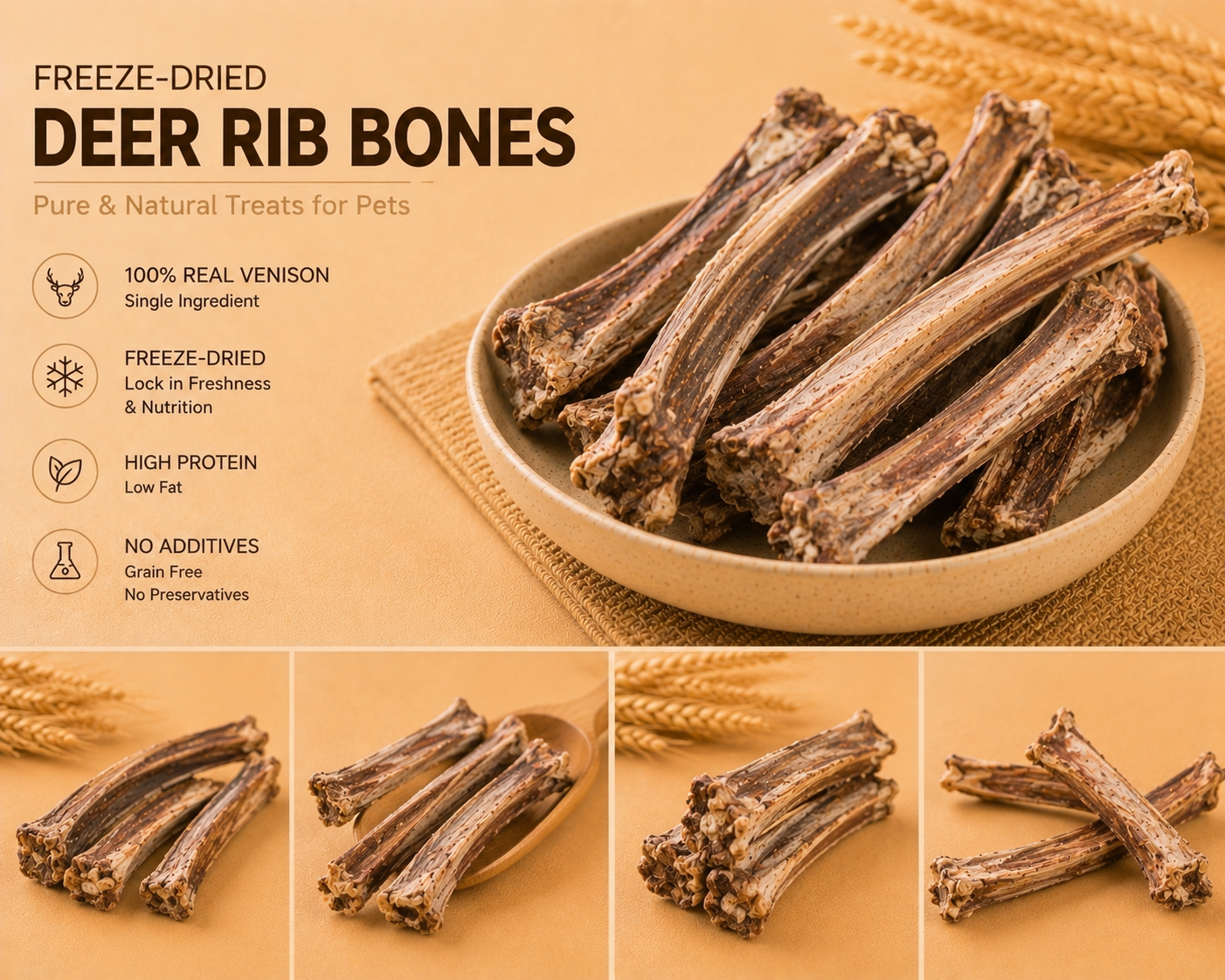 Freeze-dried Venison Ribs 50g （For Dog）