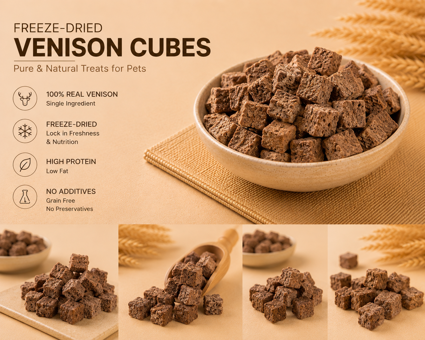 Freeze-dried Venison Cubes 50g