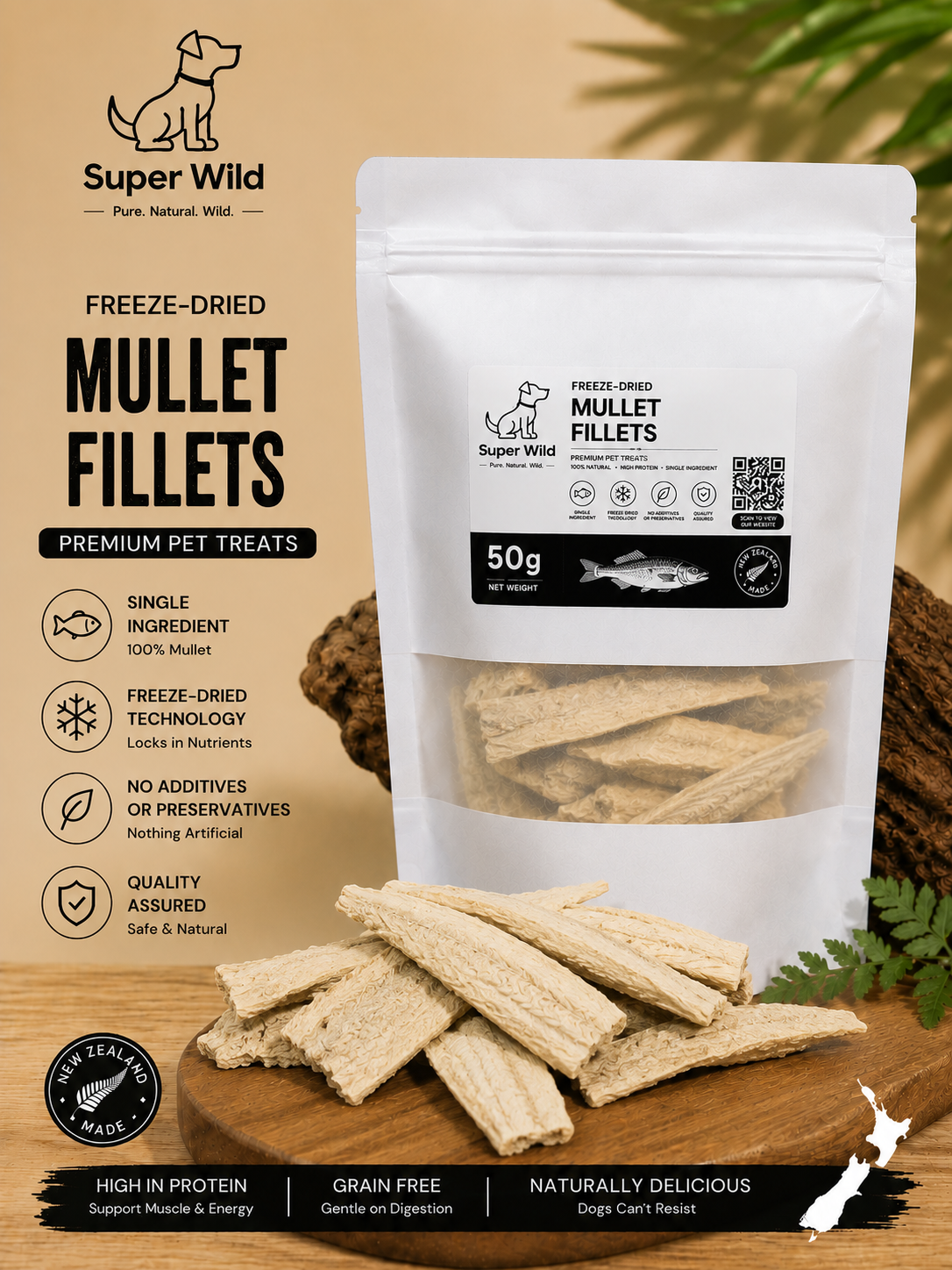 Freeze-dried Mullet Fillets 50g